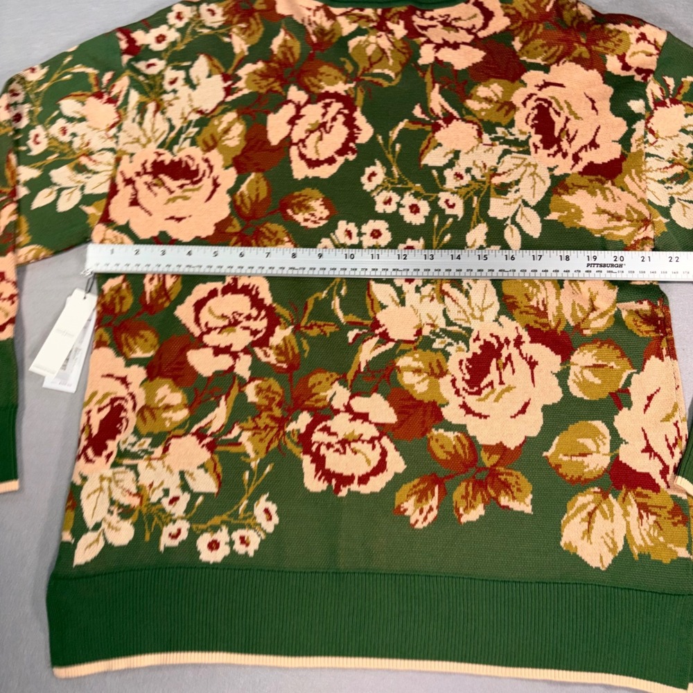 Liverpool Los Angeles Floral Jacquard Crewneck Sweater Green XL NEW - Picture 6 of 7